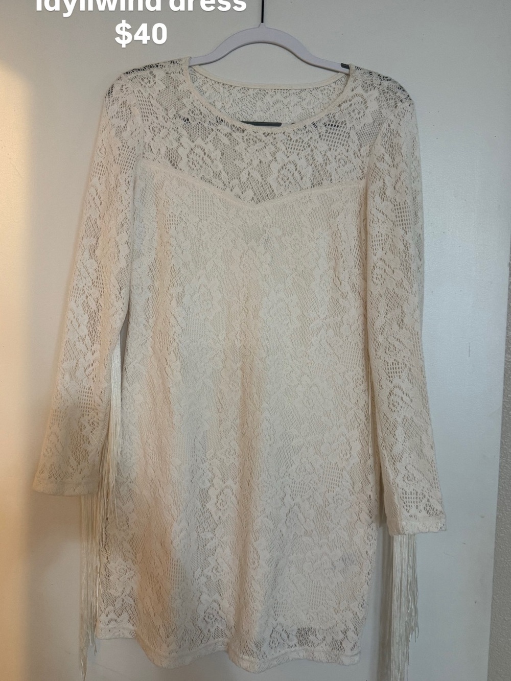 Idyllwind by Miranda Lambert Ivory Lace Fringe Dress | Small